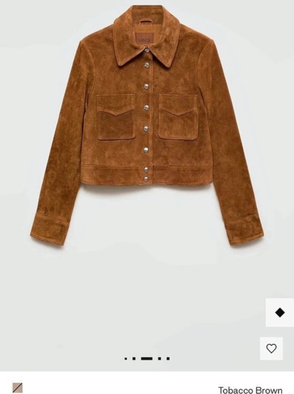 Mango Buttoned Leather (suede) Jacket  NWT
